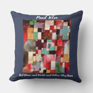 Paul Klee Rot Grün und Violett und Gelb Rhythmen Kissen