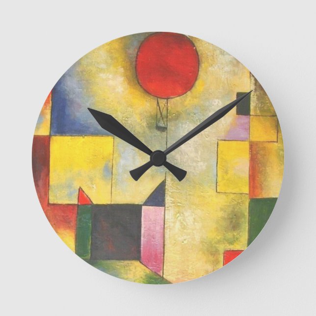 Paul Klee Roter Ballon Runde Wanduhr (Vorderseite)