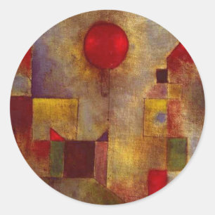 Paul Klee Rotes Ballon Abstrakt Farbige Kunst  Runder Aufkleber