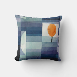 Paul Klee Vorbote des Herbstes. Vintage blaue Kuns Kissen