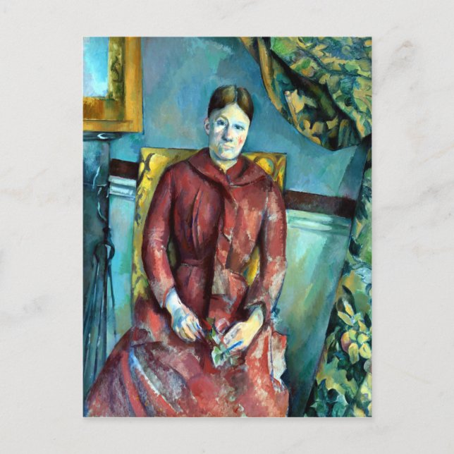 Paul Madame Cézanne in einem roten Kleid Postkarte (Vorderseite)