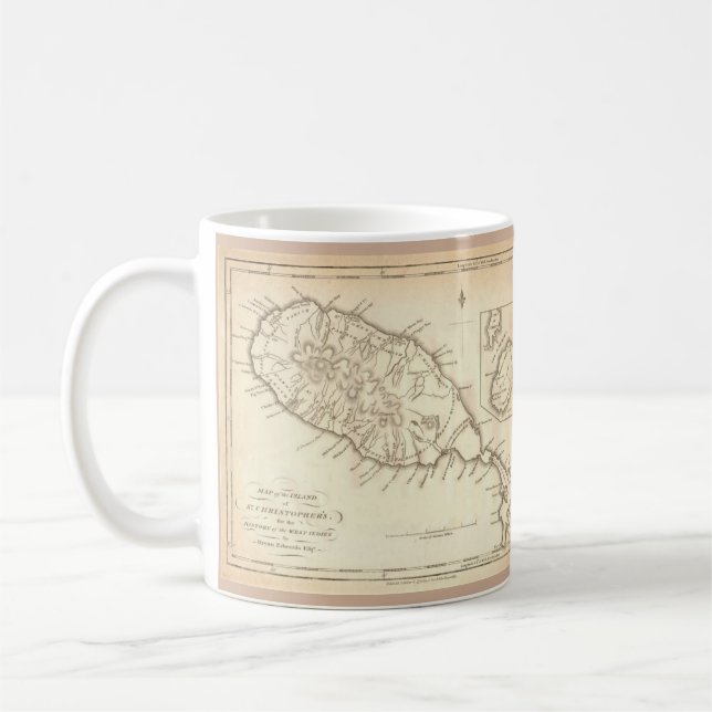 Paul McGehee "Antique St.Kitts & Nevis Map" Tasse (Links)