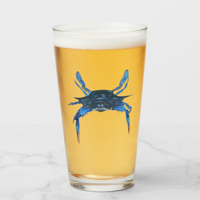 Paul McGehee Blue Crab Bierglas Glas (Vorne (Gefüllt))
