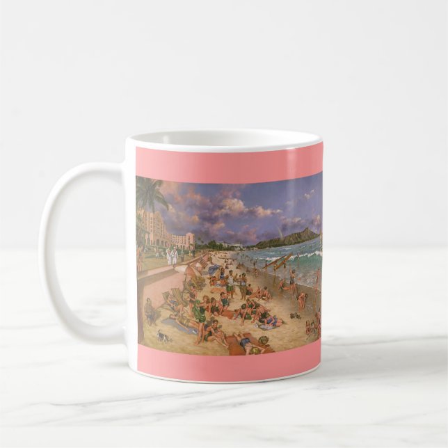 Paul McGehee "der Strand bei Waikiki" hawaiische Tasse (Links)