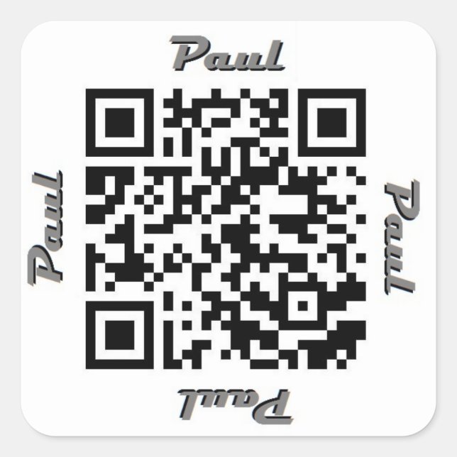 Paul QR Code Personalisiert NAME Aufkleber (Vorderseite)