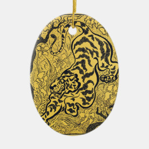 Paul Ranson Vintage Art Nouveau Gelber Tiger Druck Keramik Ornament