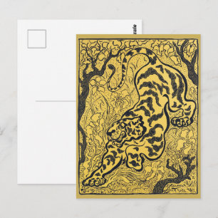 Paul Ranson Vintage Art Nouveau Gelber Tiger Druck Postkarte