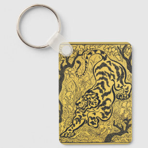 Paul Ranson Vintage Art Nouveau Gelber Tiger Druck Schlüsselanhänger