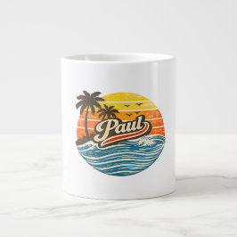 Paul Retro Sonnenuntergang Name Design Jumbo-Tasse