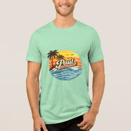 Paul Retro-Sonnenuntergangs-Name-Design Tri-Blend Shirt