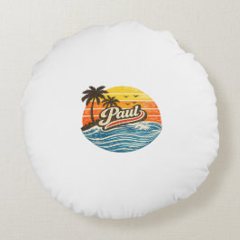 Paul Retro Sunset Name Design Rundes Kissen