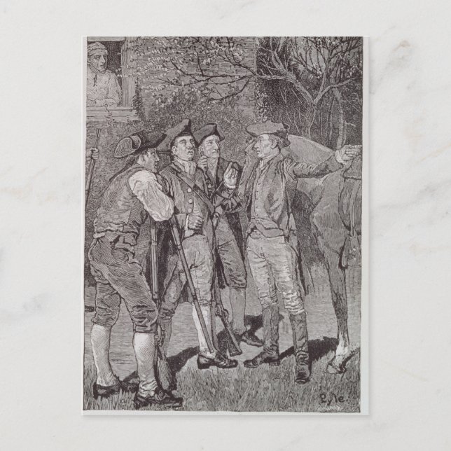 Paul Revere in Lexington Postkarte (Vorderseite)