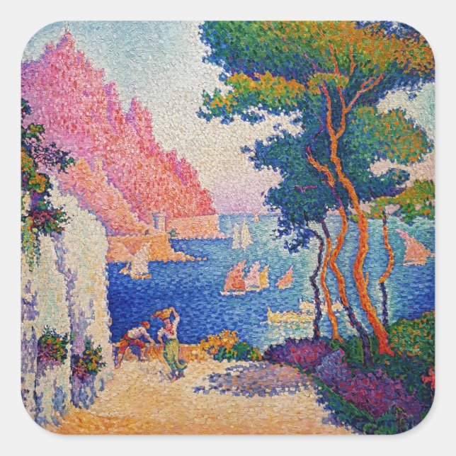 Paul Signac - Capo di Noli Quadratischer Aufkleber (Vorderseite)
