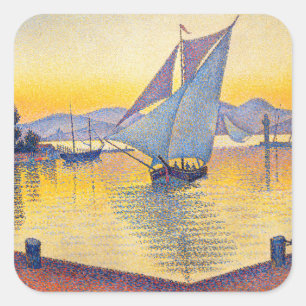 Paul Signac - Der Hafen bei Sonnenuntergang, Opus Quadratischer Aufkleber