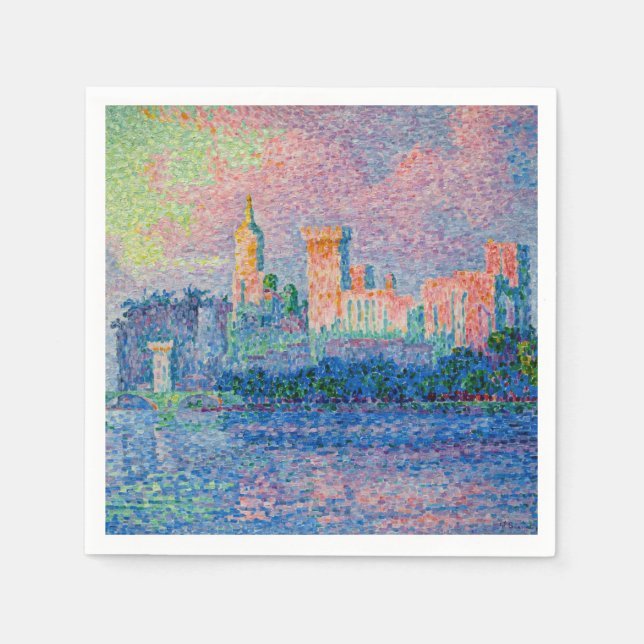 Paul Signac - Der Papstpalast, Avignon Serviette (Vorderseite)