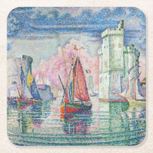 Paul Signac - Eingang des Hafens von La Rochelle Rechteckiger Pappuntersetzer