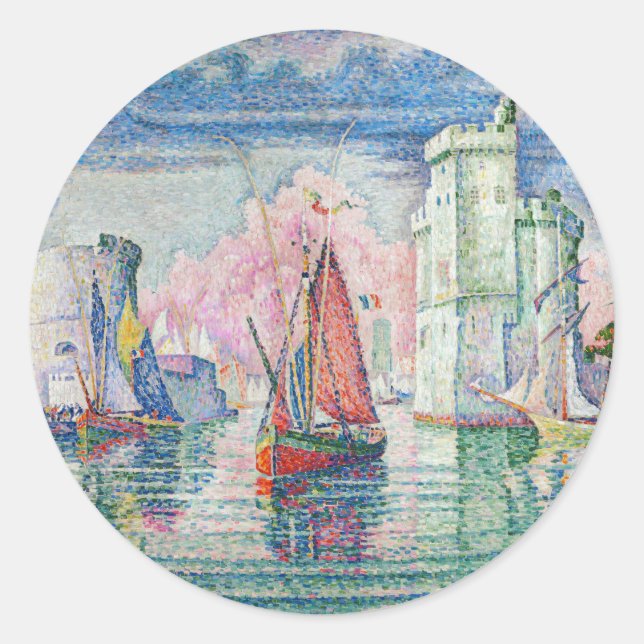 Paul Signac - Eintritt in den Hafen von La Rochell Runder Aufkleber (Vorderseite)
