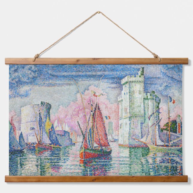 Paul Signac - Eintritt in den Hafen von La Rochell Wandteppich Mit Holzrahmen (Vorne)
