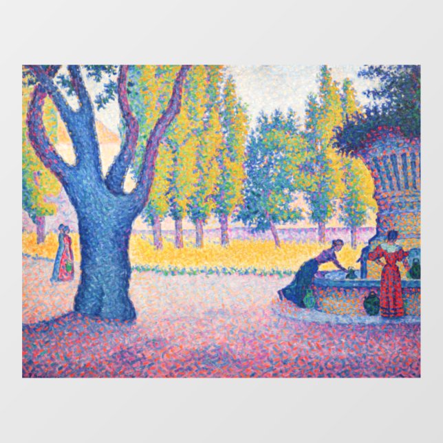 Paul Signac - Fountain des Lices, Saint-Tropez Fensteraufkleber (Blatt)