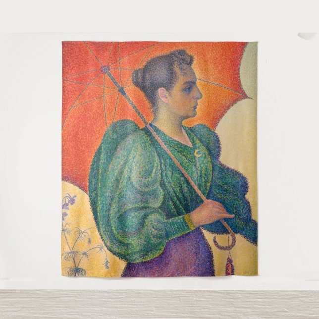 Paul Signac - Frau mit Sonnenschirm Wandteppich (Vorderseite)