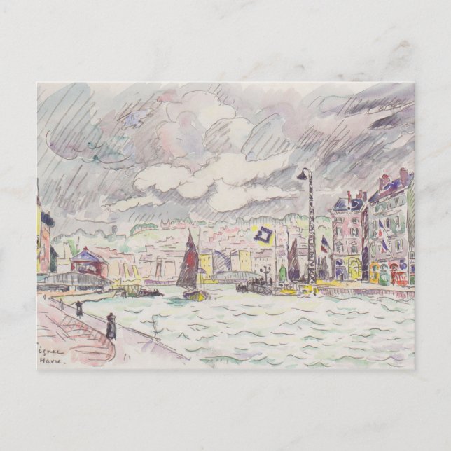 Paul Signac- Le Havre mit Regenwolken Postkarte (Vorderseite)