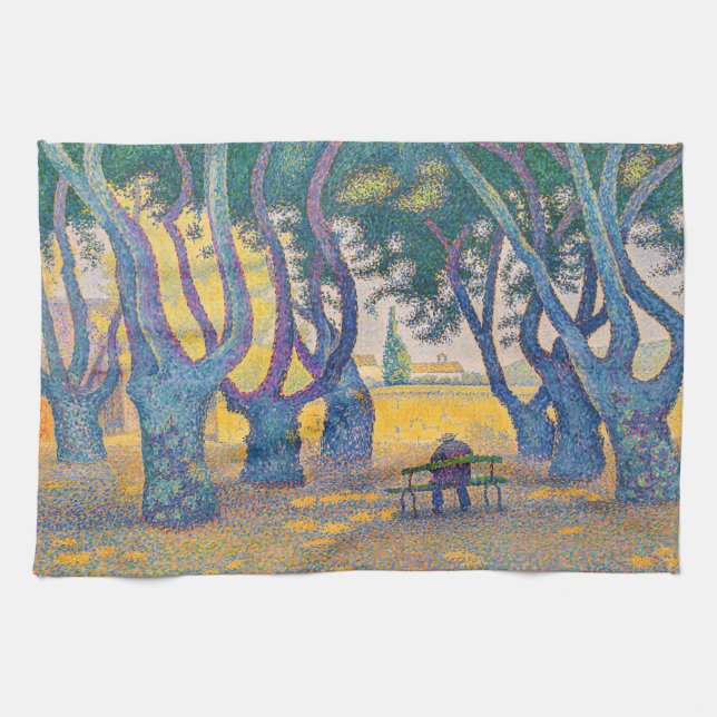 Paul Signac - Place des Lices, Saint-Tropez Geschirrtuch (Horizontal)