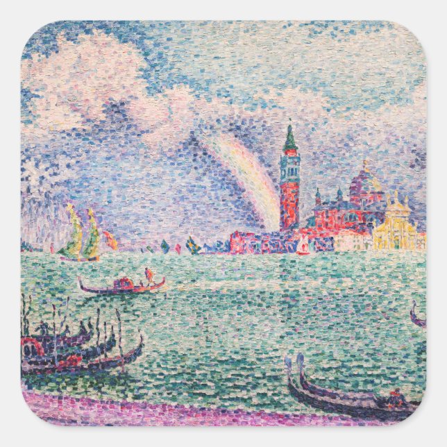 Paul Signac - Rainbow, Venedig Quadratischer Aufkleber (Vorderseite)