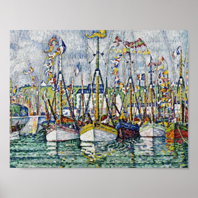 Paul Signac - Segen der Thunfischflotte in Groix. Poster (Vorne)