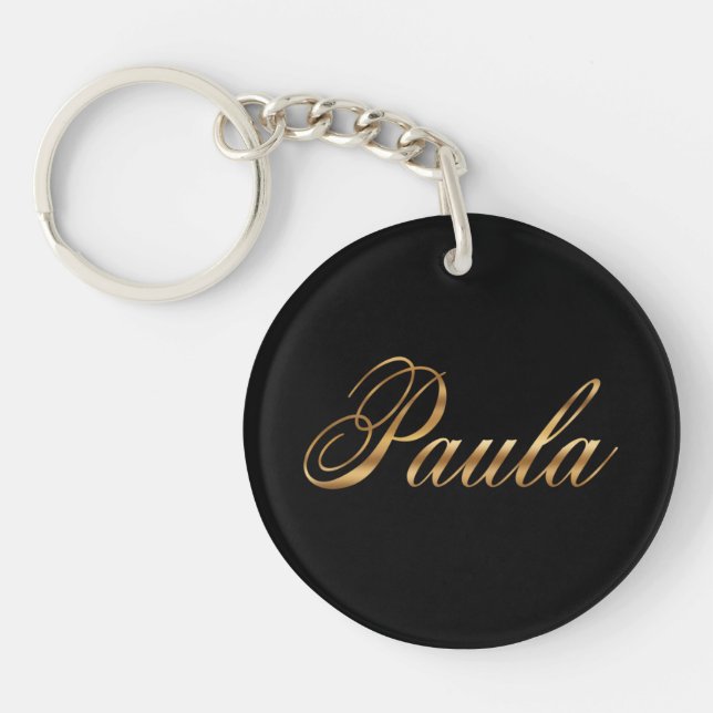 Paula gold Design Lettering Schlüsselanhänger (Vorderseite)
