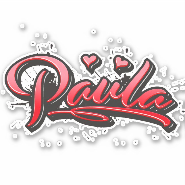 Paula red Heart Graffiti Aufkleber Sticker (Vorderseite)