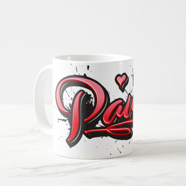Paula red Heart Graffiti Tasse Kaffeetasse (Vorderseite Links)