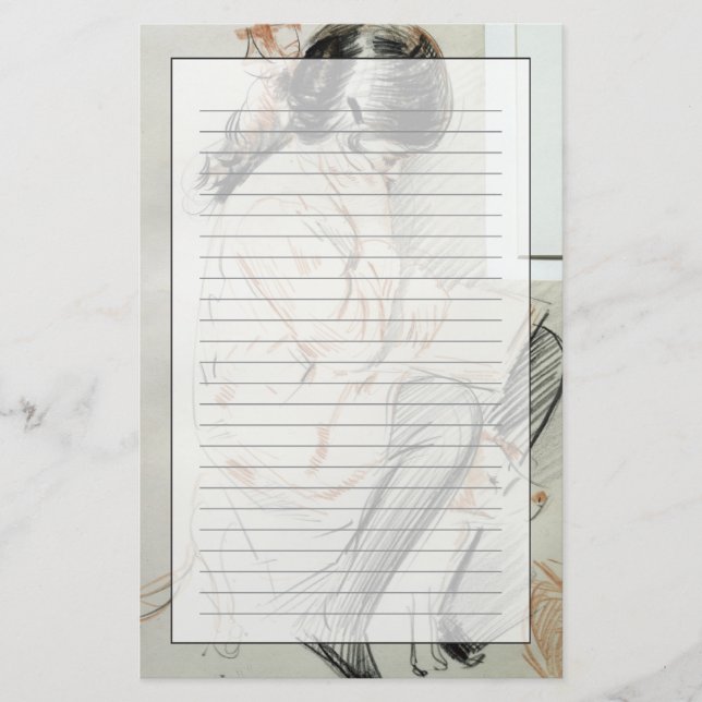 Paulette-Lesung, die auf ihrem Spielzeug-Hund Briefpapier (Vorderseite)