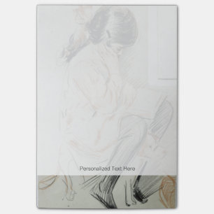 Paulette-Lesung, die auf ihrem Spielzeug-Hund Post-it Klebezettel