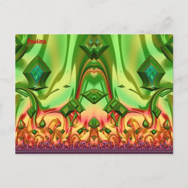 PAULINA ~ 3D Design Pattern ~ Weihnachtsfarben~ Postkarte (Vorderseite)