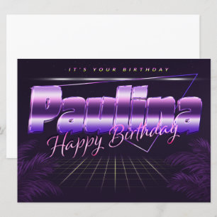 Paulina Name Vorname lila retro Karte Geburtstag