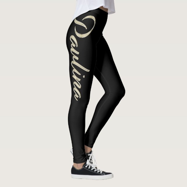 Paulina white gold Handwriting Hose Leggings (Rechts)