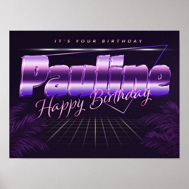 Pauliname Vorname lila retro Poster Geburtstag (Vorne)