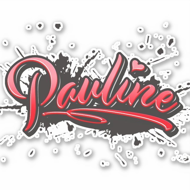 Pauline red Heart Graffiti Aufkleber Sticker (Vorderseite)