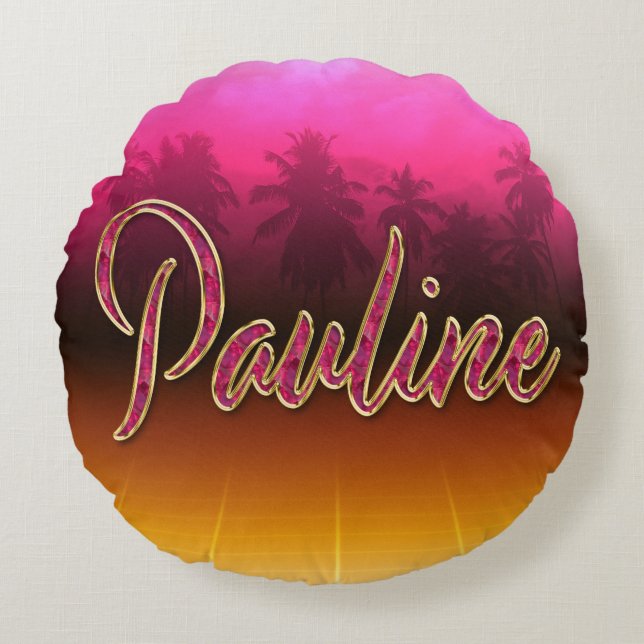 Pauline Vorname Name golden pink Kissen (Vorderseite)