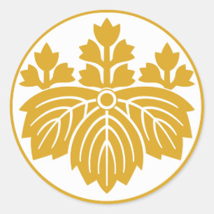 Paulownia aus Nadelblättern mit 53 Blüten in Reisk Runder Aufkleber