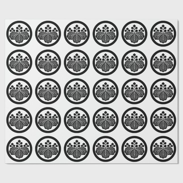 Paulownia mit 5-3 Blüten im Kreis Geschenkpapier (Flach)