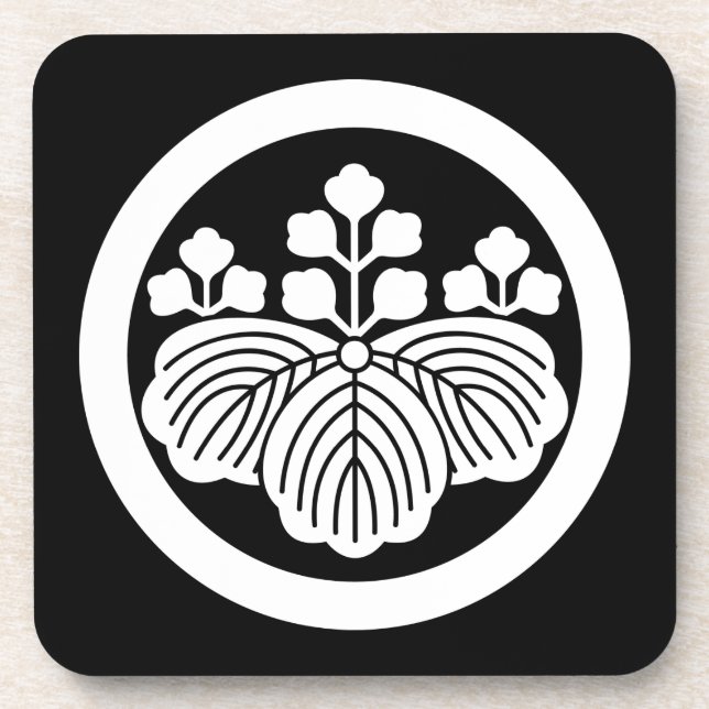 Paulownia mit 5&3 Blüten im Kreis Getränkeuntersetzer (Vorderseite)