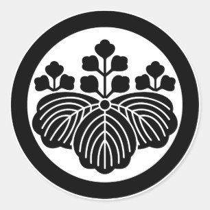 Paulownia mit 5&3 Blüten im Kreis Runder Aufkleber