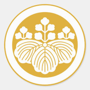 Paulownia mit 5&3 Blüten im Kreis Runder Aufkleber