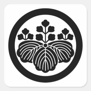 Paulownie mit 5&3 Blüten im Kreis Quadratischer Aufkleber