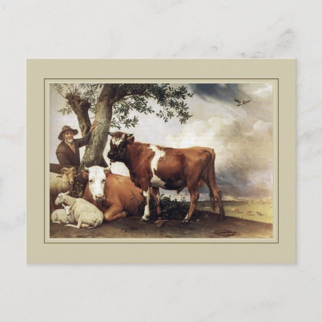 Paulus Potter, 'Young Bull' 1647 Postkarte (Vorderseite)