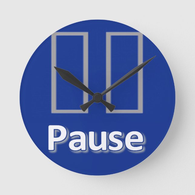 Pause Blue Clock Runde Wanduhr (Vorderseite)
