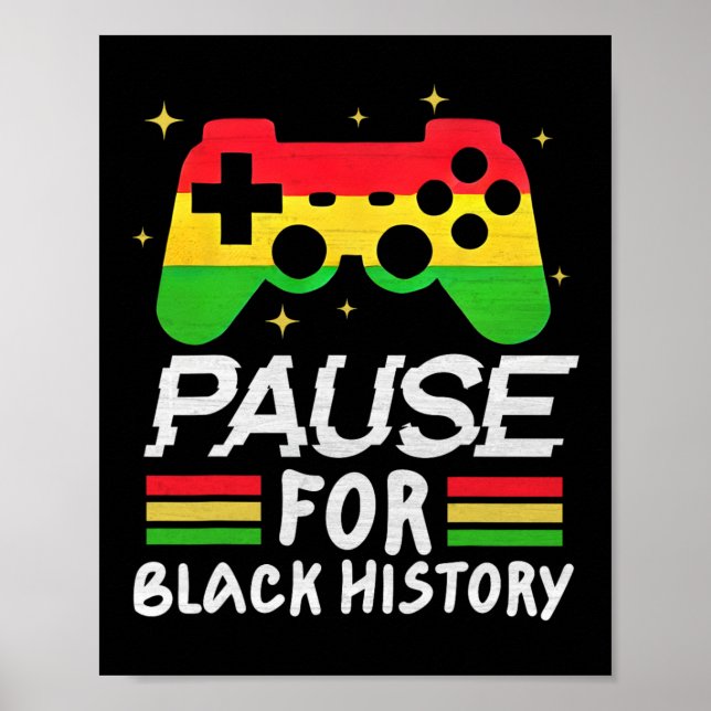 Pause For Black History Month Boys Kids Gamer Vide Poster (Vorne)