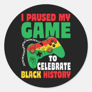 Pause für Black History Month Jungs Kinder Gamer V Runder Aufkleber