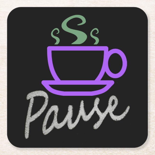 Pause für Kaffee Rechteckiger Pappuntersetzer (Vorderseite)